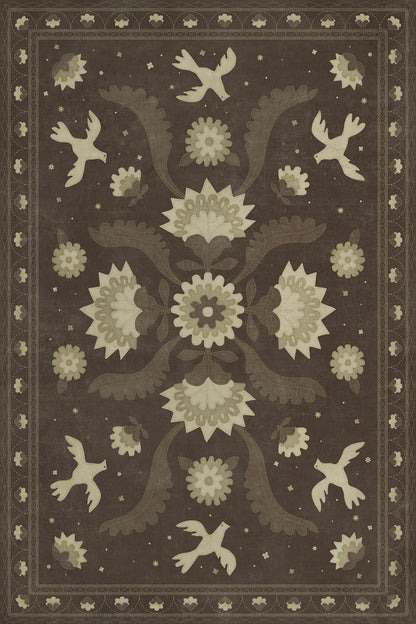 Vintage Vinyl Rug - Applique - Stitches of the Hours