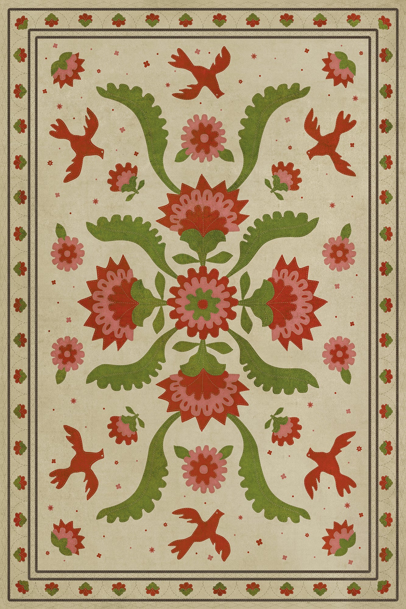 Vintage Vinyl Rug - Applique - The Frolic