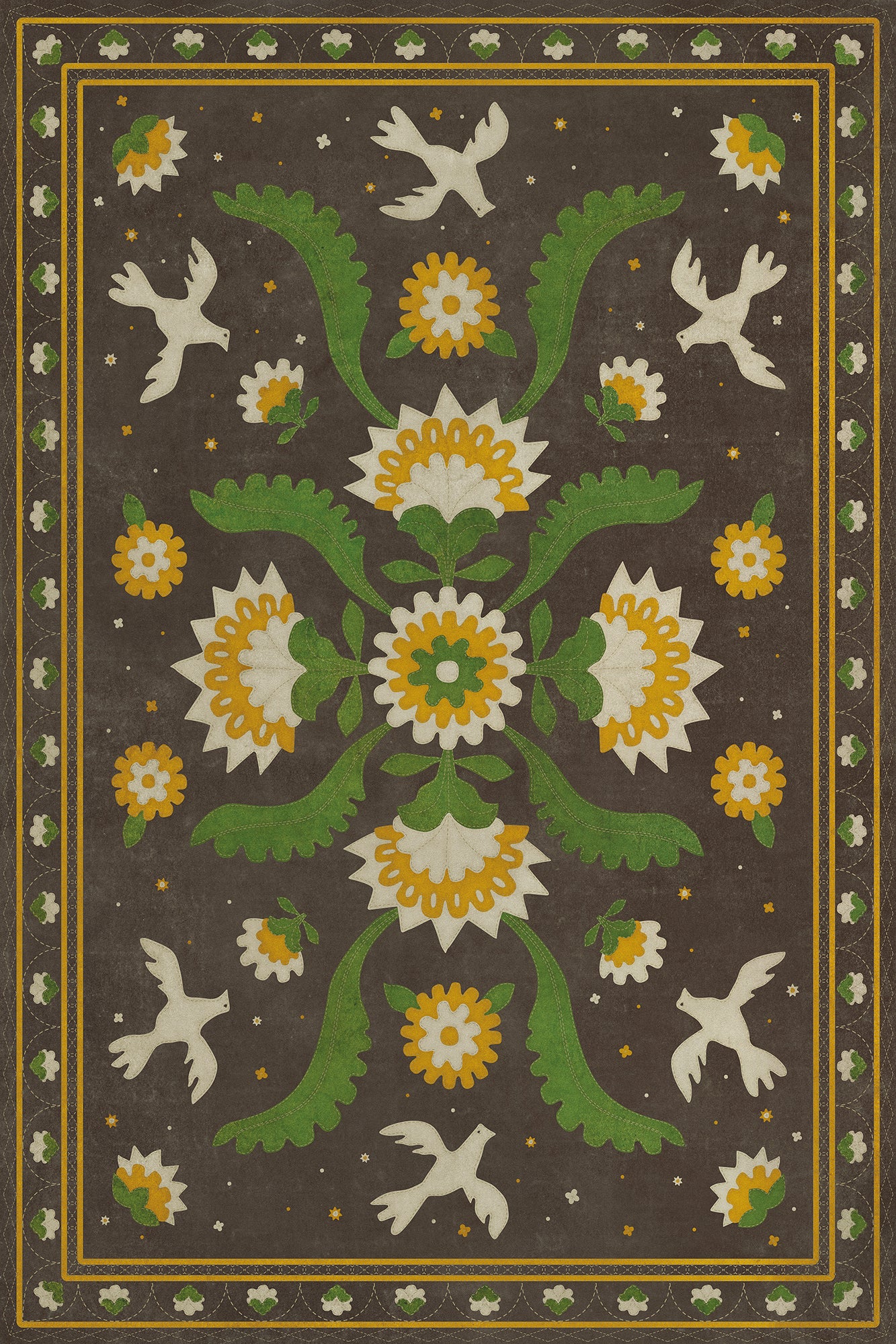 Vintage Vinyl Rug - Applique - The Greenest Dells