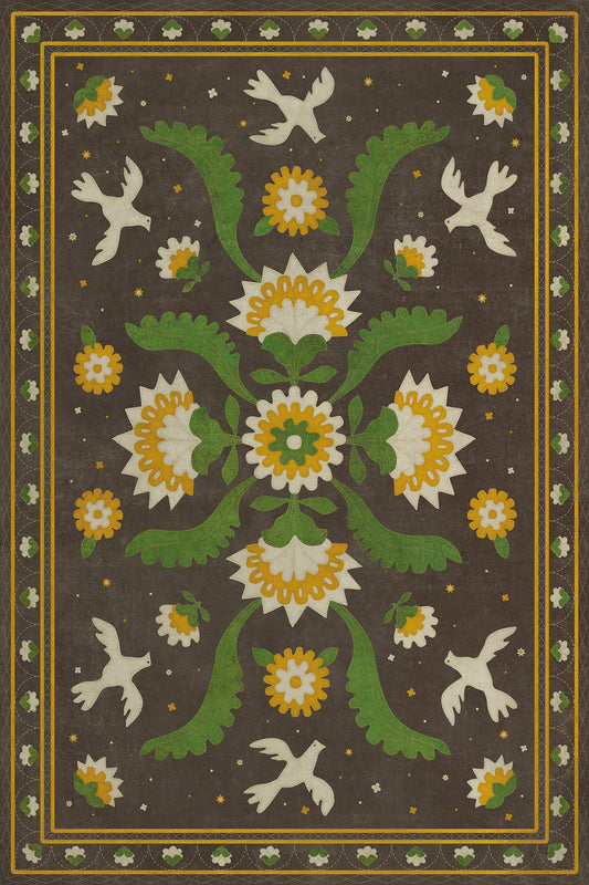 Vintage Vinyl Rug - Applique - The Greenest Dells
