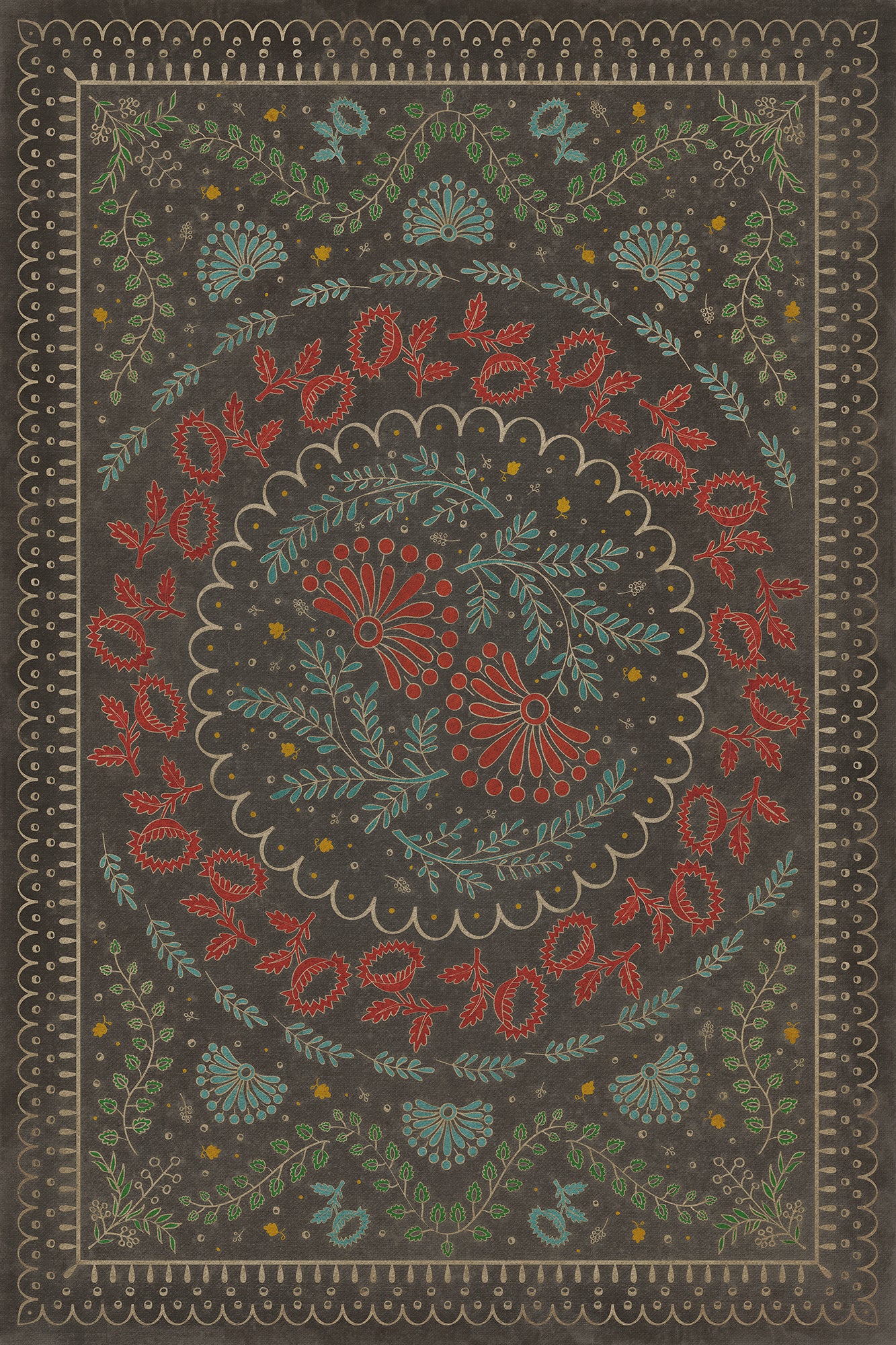 Vintage Vinyl Rug - Cozens - Down in a Leafy Dell