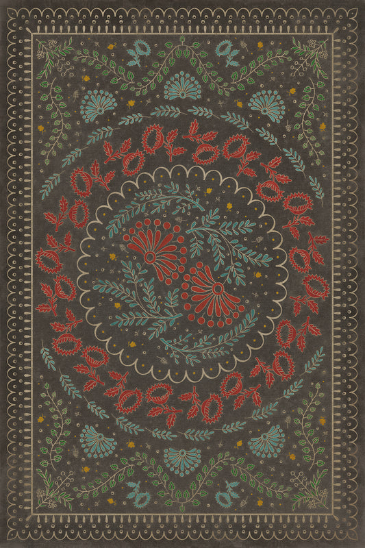 Vintage Vinyl Rug - Cozens - Down in a Leafy Dell