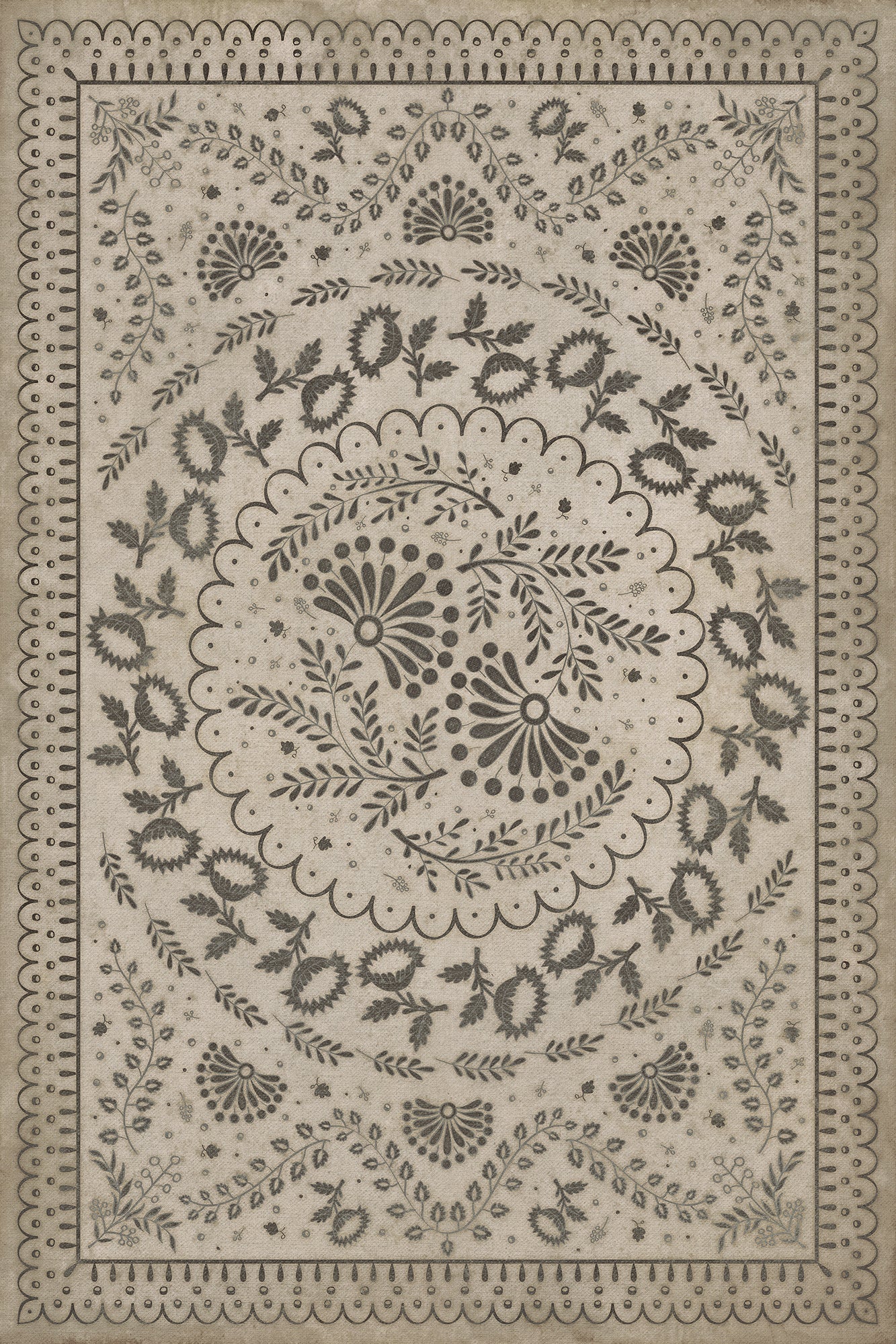 Vintage Vinyl Rug - Cozens - Over the Hills and Far Away