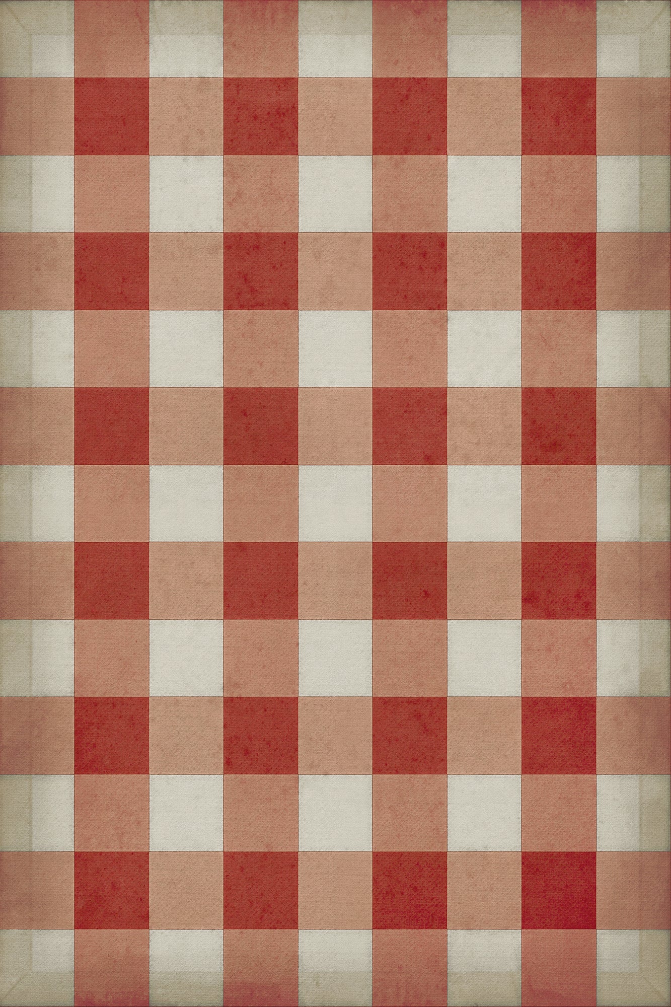 Vintage Vinyl Rug - Gingham Canvas - Red