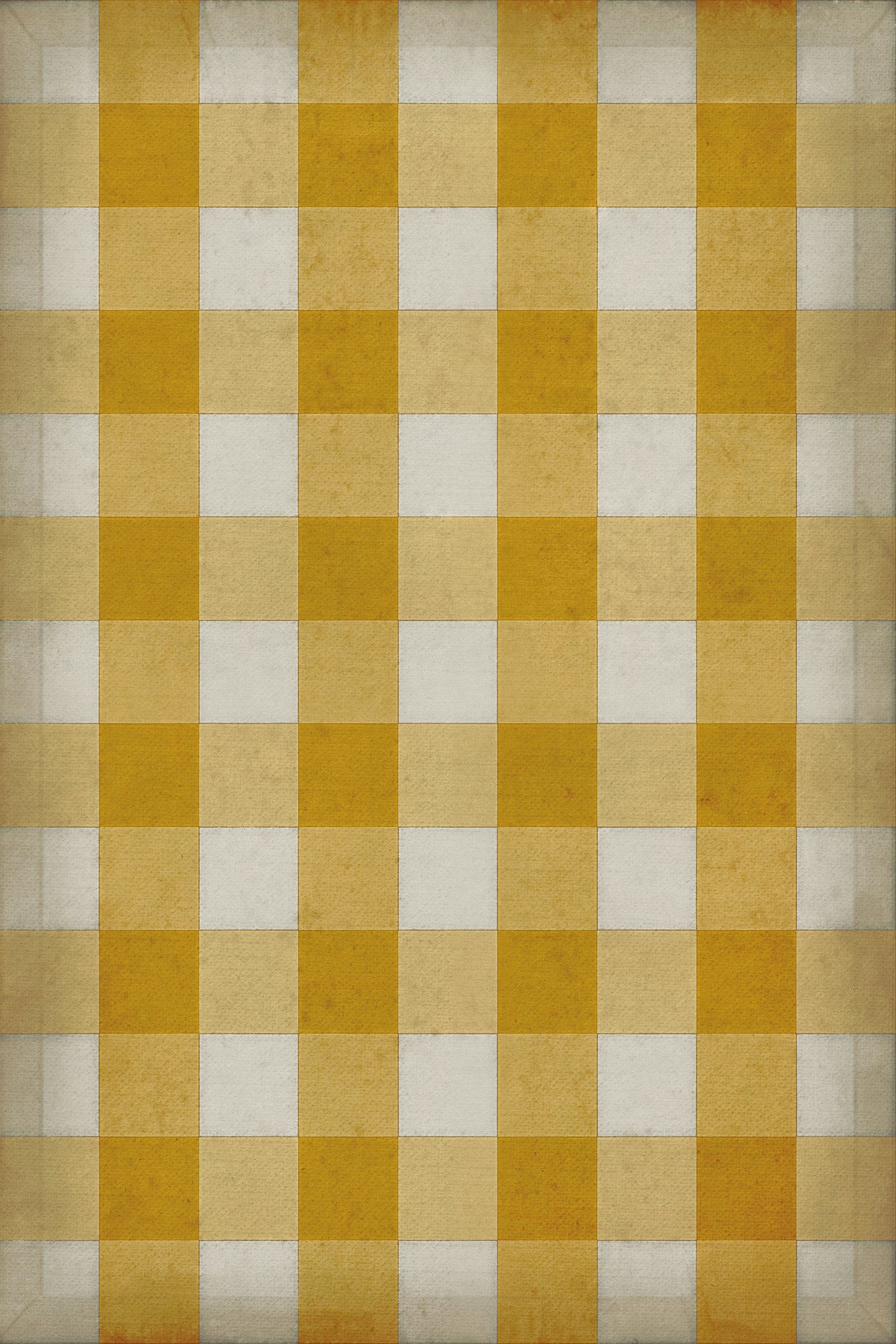 Vintage Vinyl Rug - Gingham Canvas - Yellow