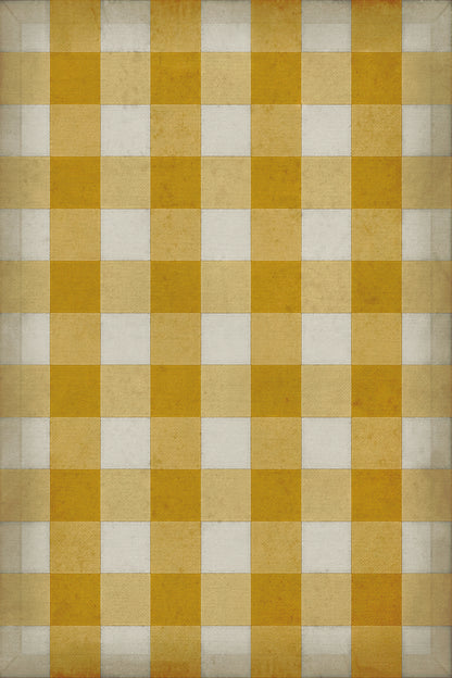 Vintage Vinyl Rug - Gingham Canvas - Yellow