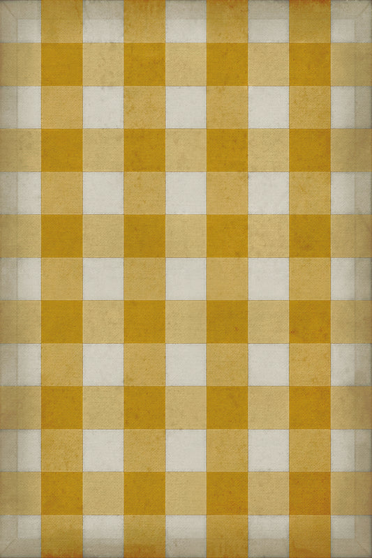 Vintage Vinyl Rug - Gingham Canvas - Yellow