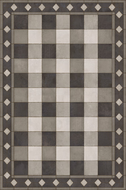 Vintage Vinyl Rug - Gingham Tile - Black
