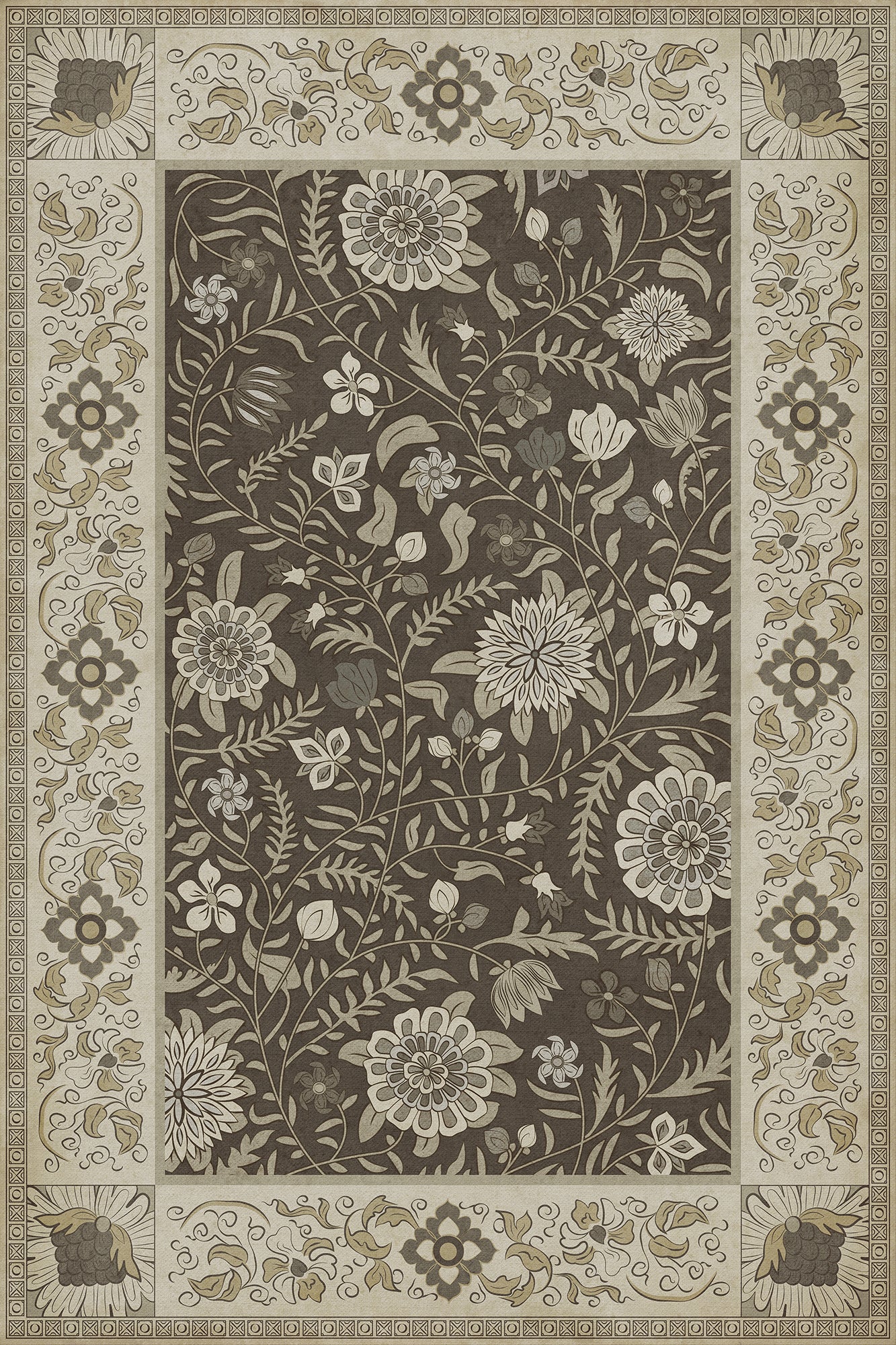 Vintage Vinyl Rug - Indian Quilt - Agra