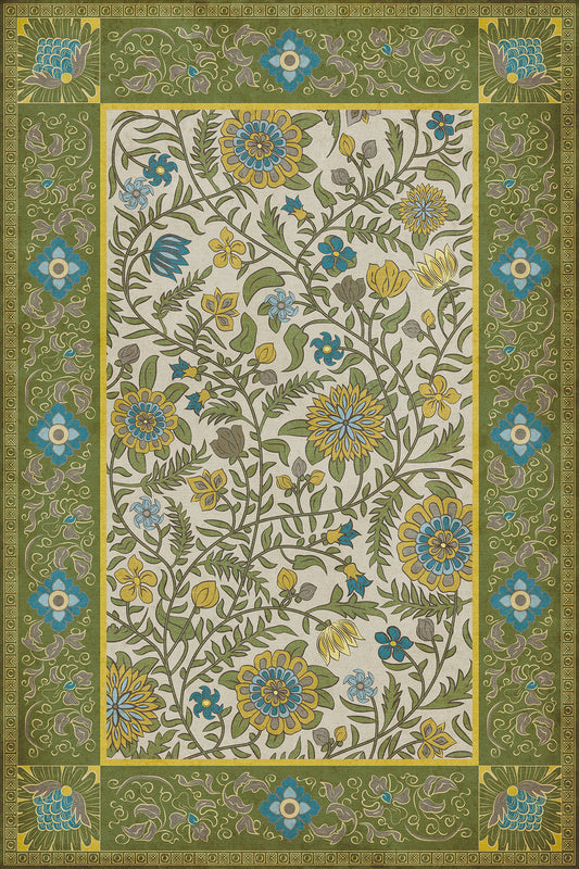 Vintage Vinyl Rug - Indian Quilt - Bombay
