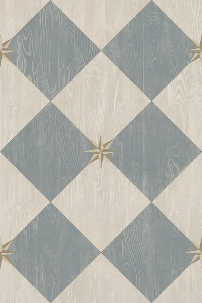 Vintage Vinyl Rug - Compass Diamond - Garden Fountain