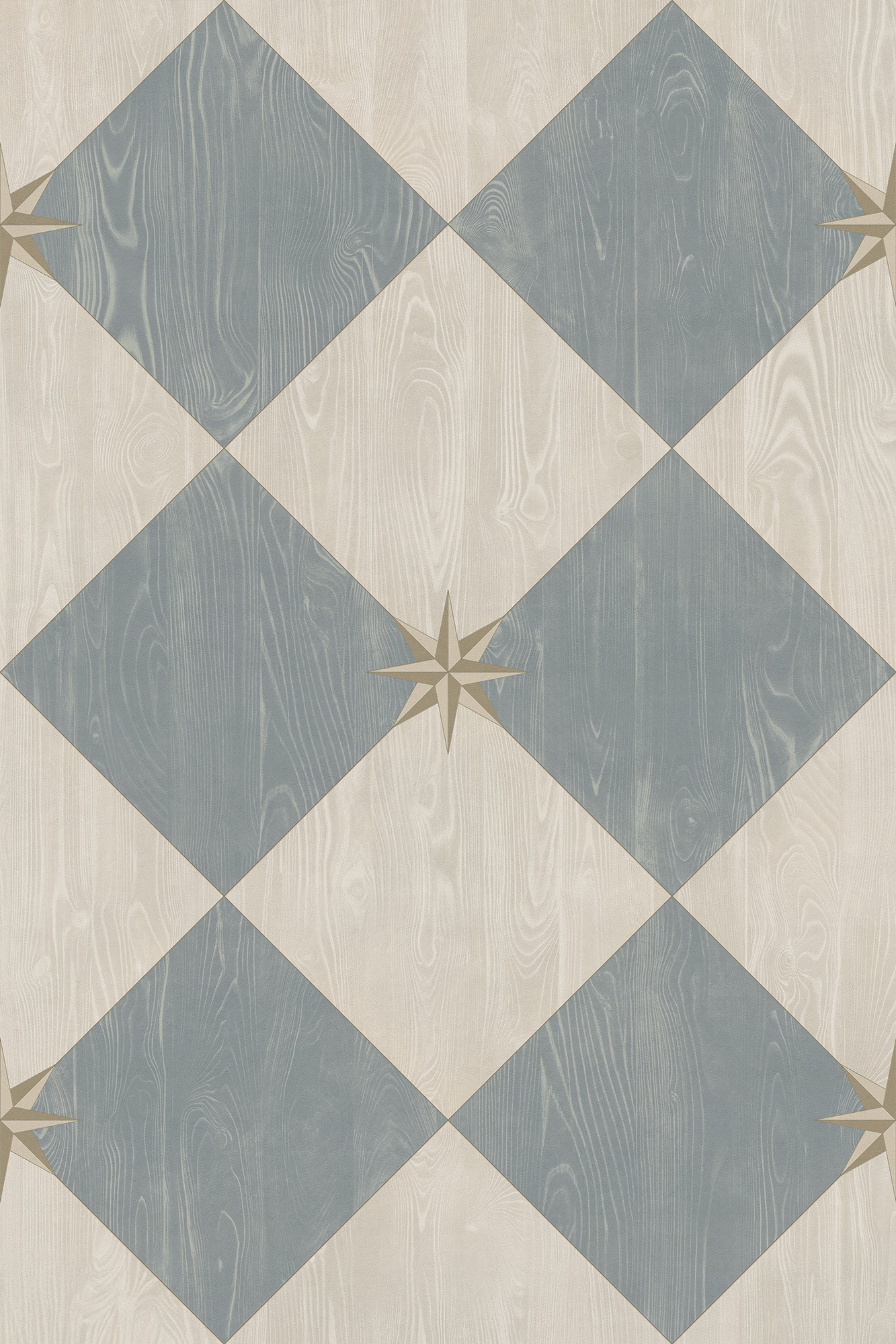 Vintage Vinyl Rug - Compass Diamond - Garden Fountain