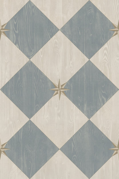 Vintage Vinyl Rug - Compass Diamond - Garden Fountain