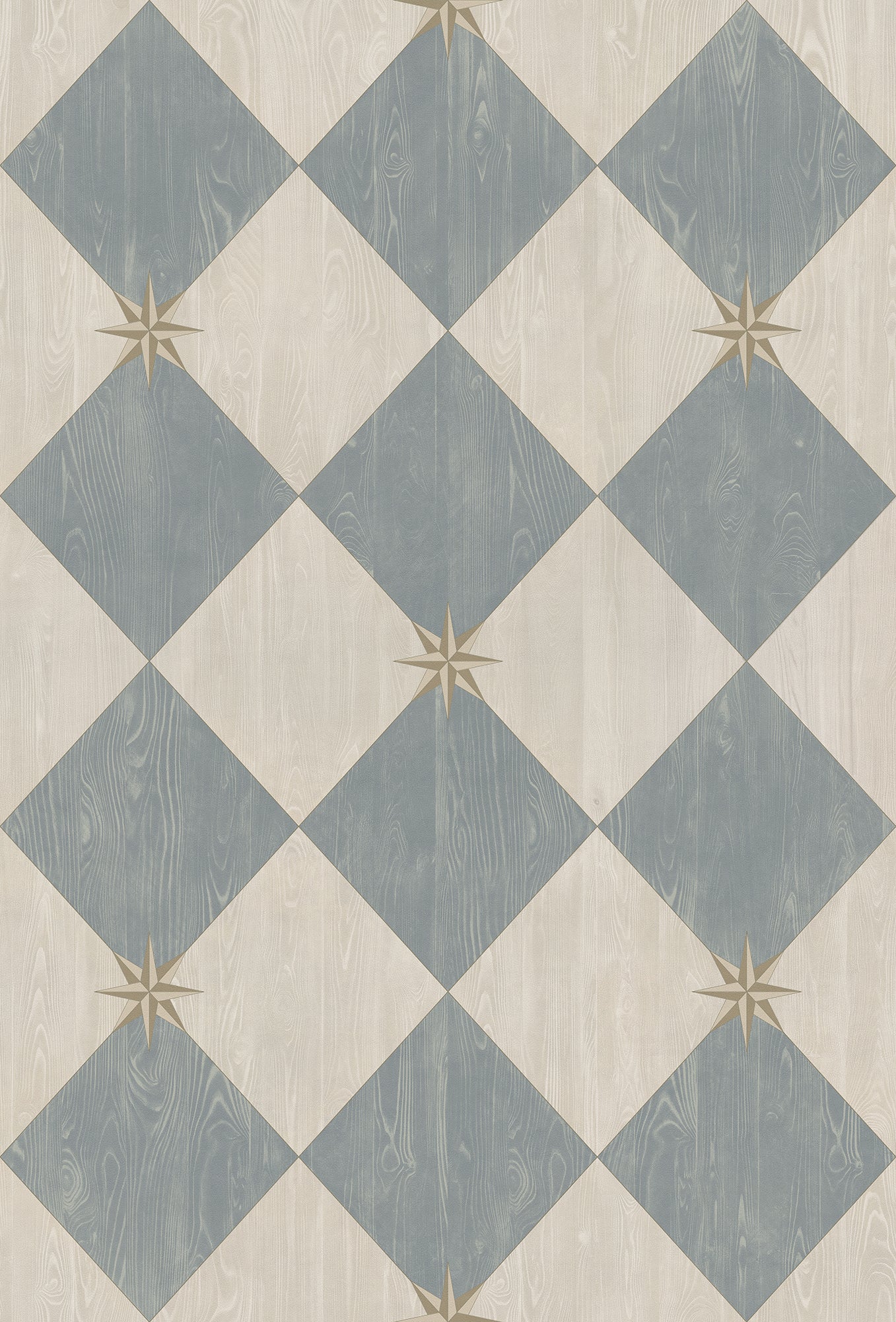 Vintage Vinyl Rug - Compass Diamond - Garden Fountain