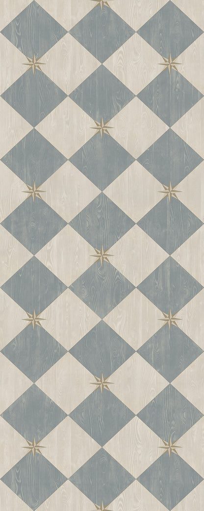 Vintage Vinyl Rug - Compass Diamond - Garden Fountain
