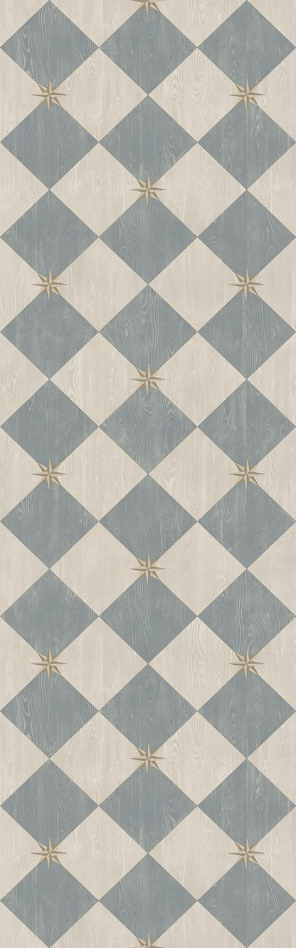 Vintage Vinyl Rug - Compass Diamond - Garden Fountain