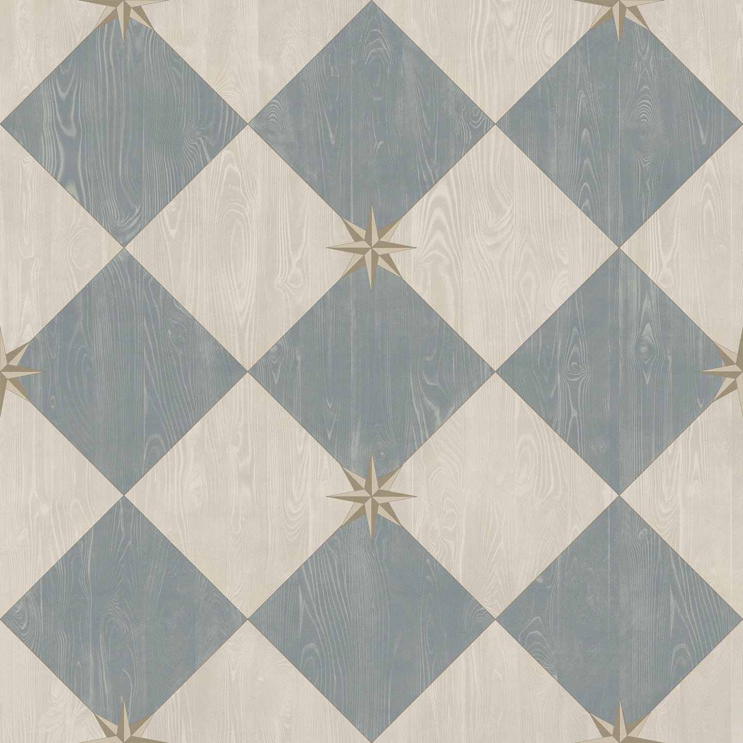 Vintage Vinyl Rug - Compass Diamond - Garden Fountain