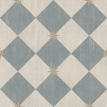 Vintage Vinyl Rug - Compass Diamond - Garden Fountain