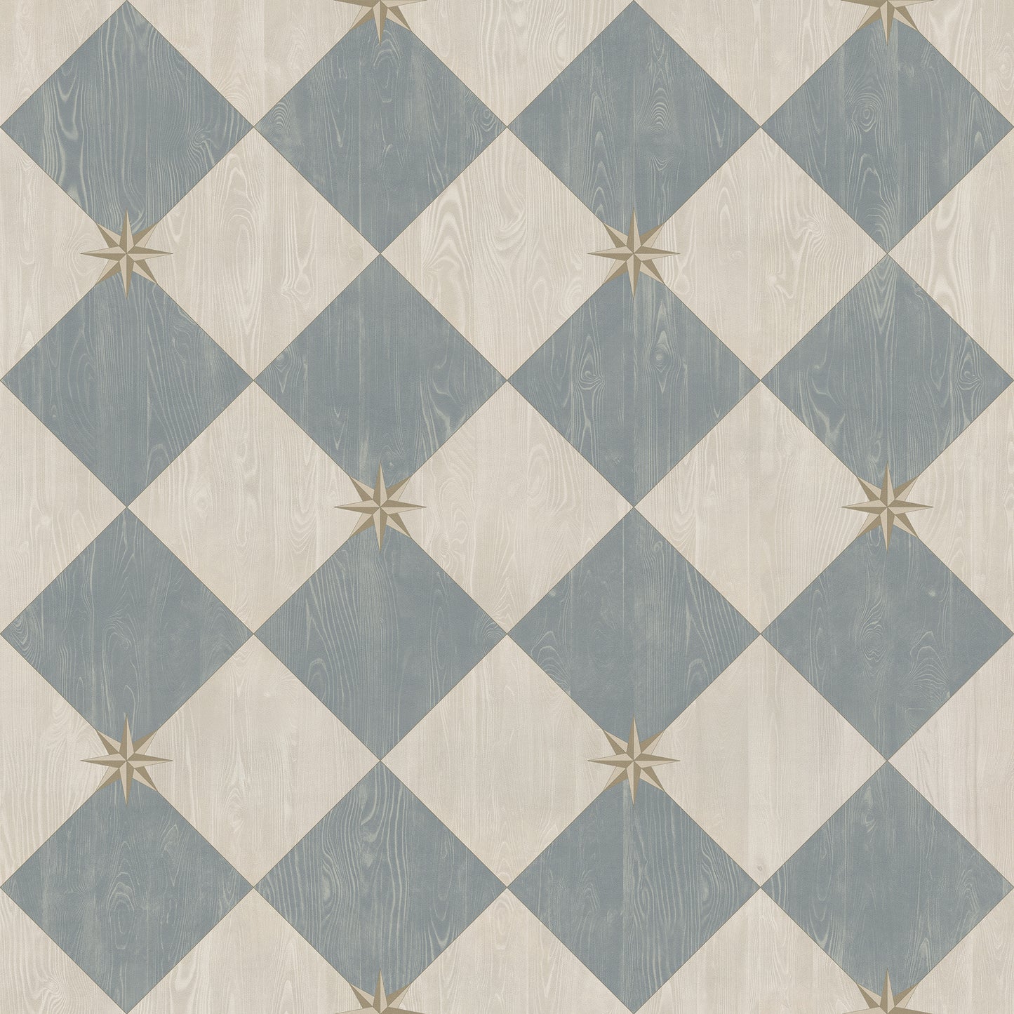 Vintage Vinyl Rug - Compass Diamond - Garden Fountain