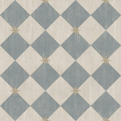 Vintage Vinyl Rug - Compass Diamond - Garden Fountain