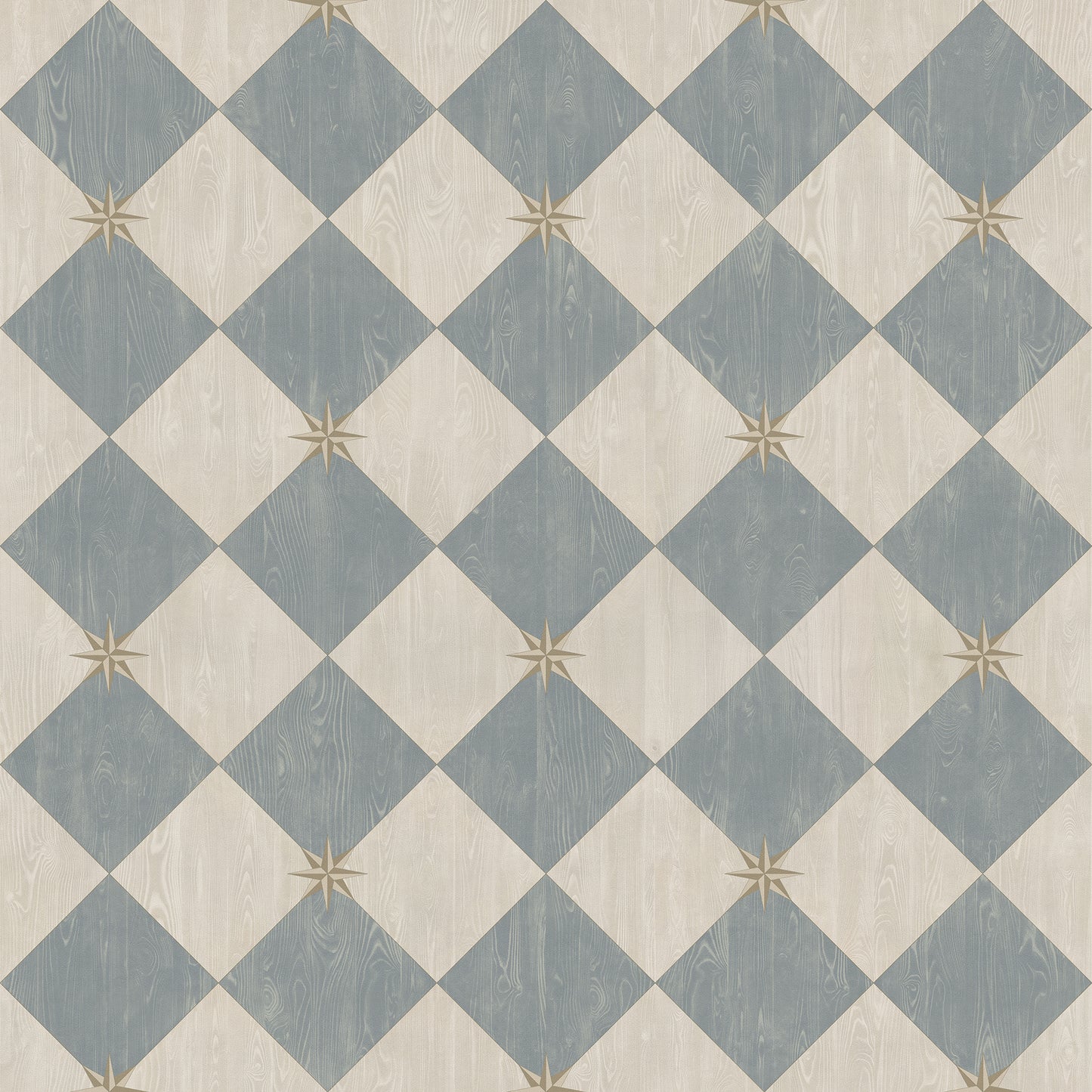 Vintage Vinyl Rug - Compass Diamond - Garden Fountain