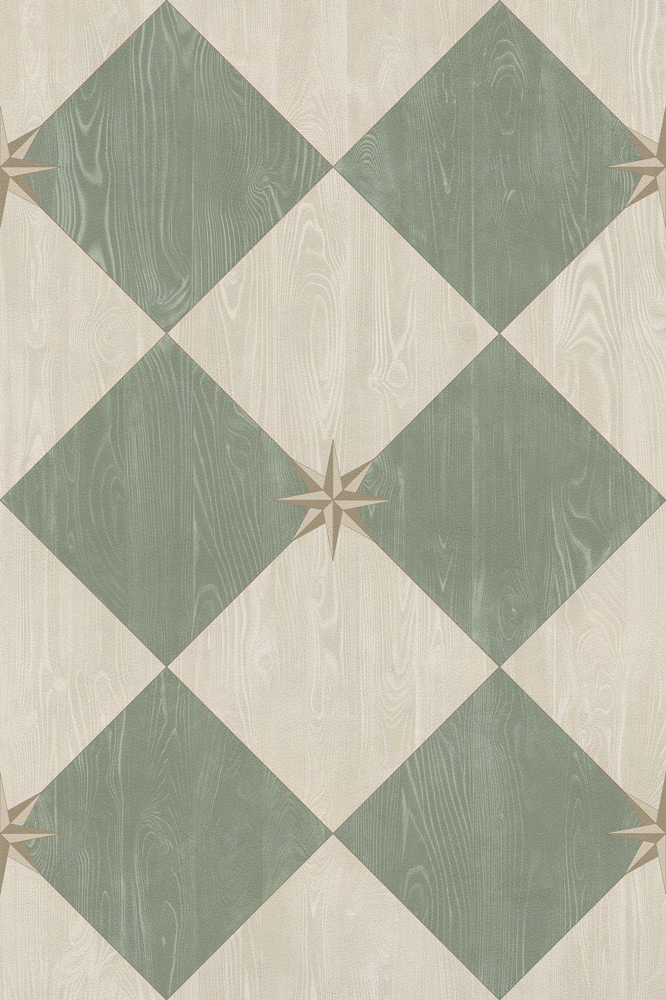 Vintage Vinyl Rug - Compass Diamond - Garden Arbor