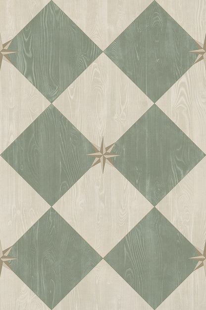Vintage Vinyl Rug - Compass Diamond - Garden Arbor