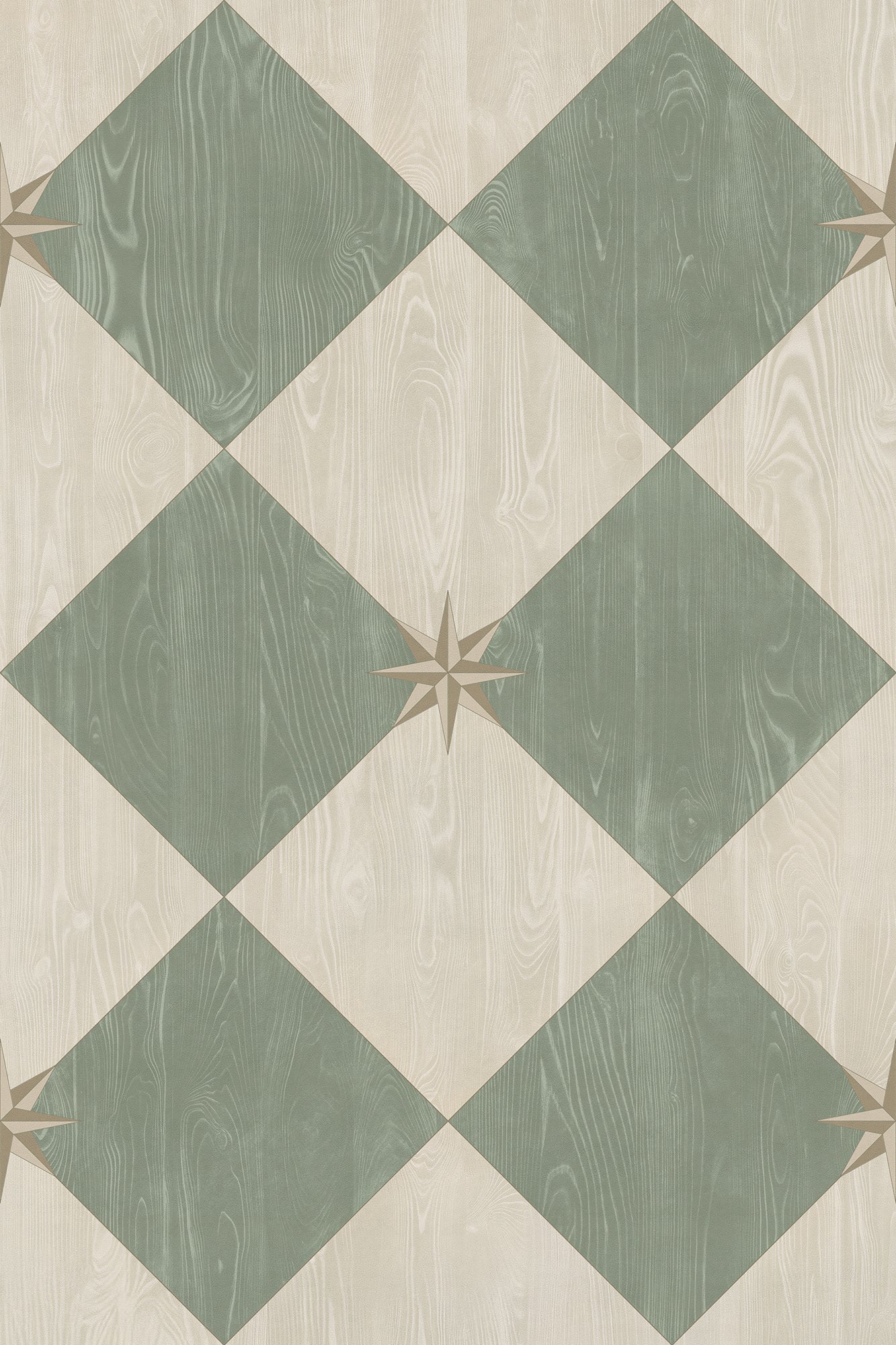 Vintage Vinyl Rug - Compass Diamond - Garden Arbor
