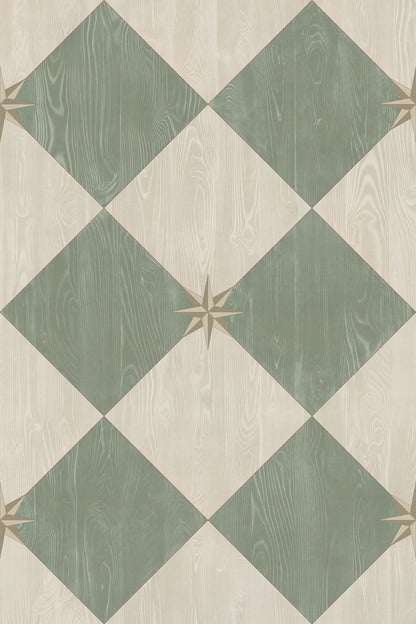 Vintage Vinyl Rug - Compass Diamond - Garden Arbor