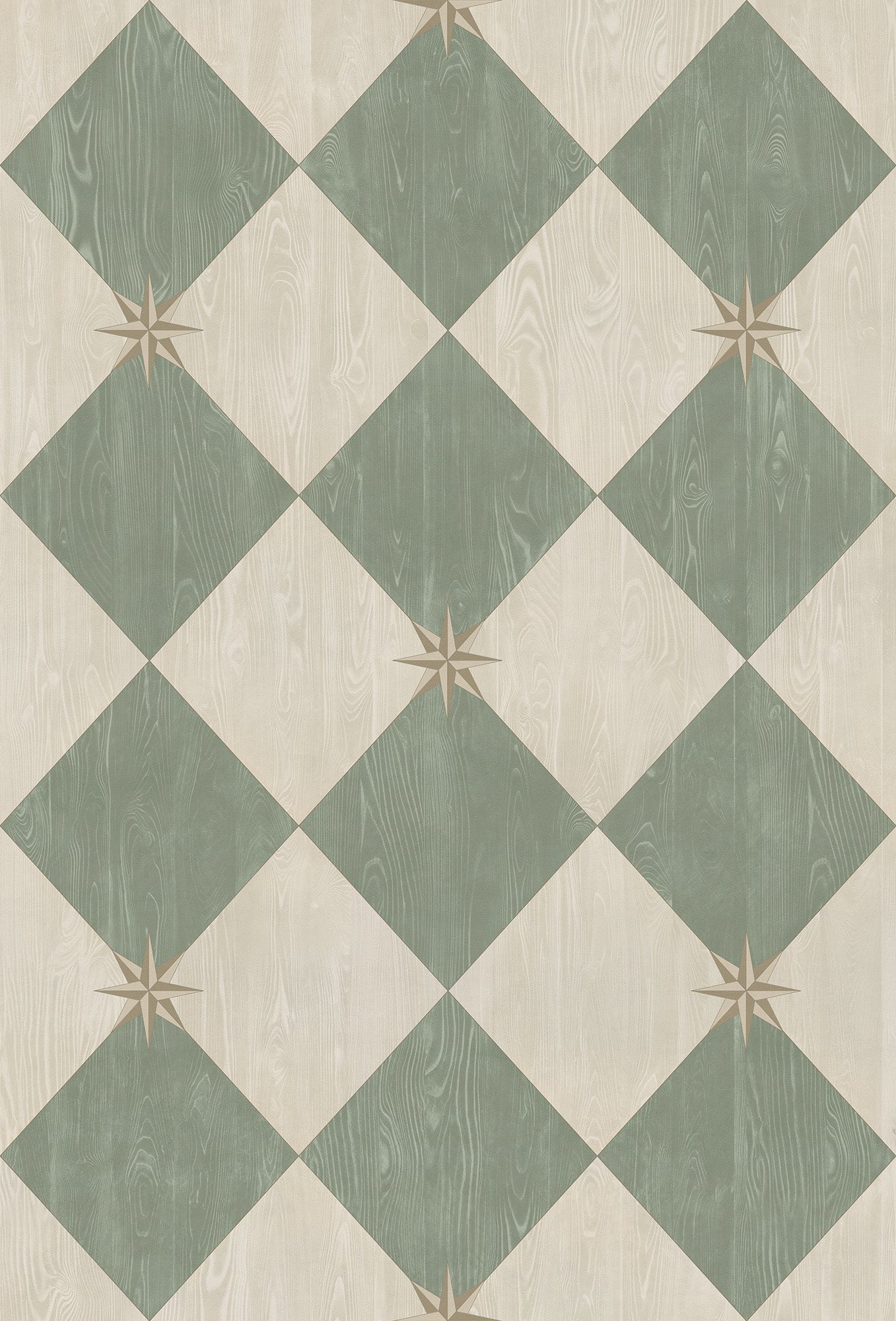 Vintage Vinyl Rug - Compass Diamond - Garden Arbor
