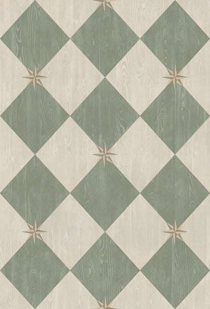 Vintage Vinyl Rug - Compass Diamond - Garden Arbor