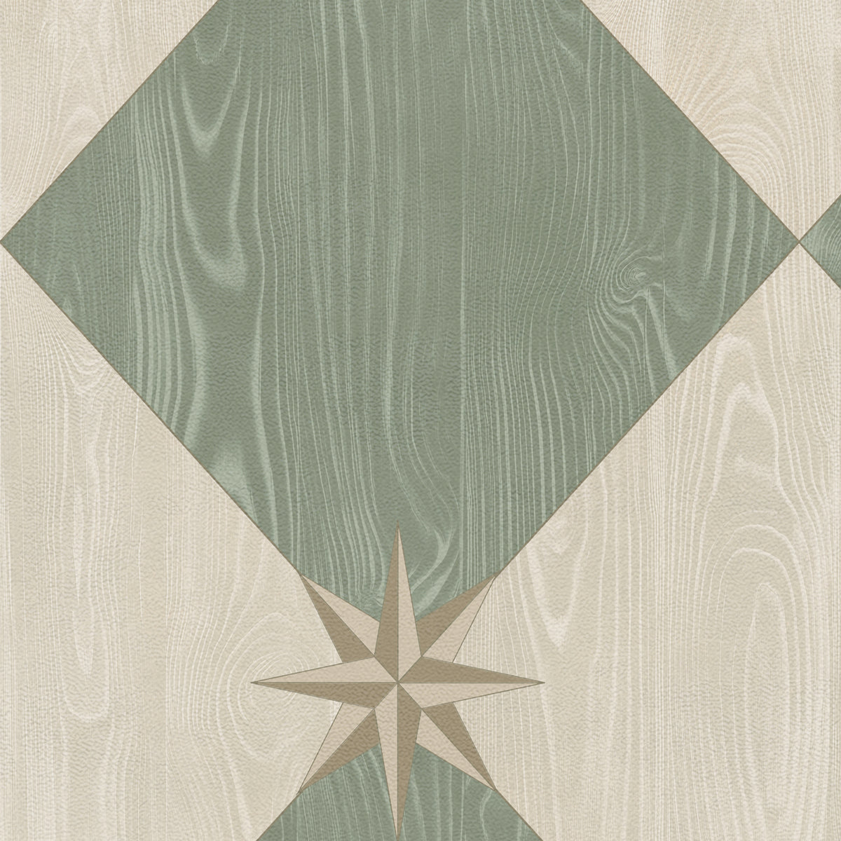 Vintage Vinyl Rug - Compass Diamond - Garden Arbor