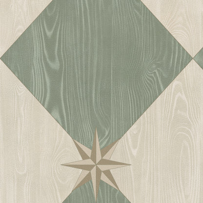 Vintage Vinyl Rug - Compass Diamond - Garden Arbor