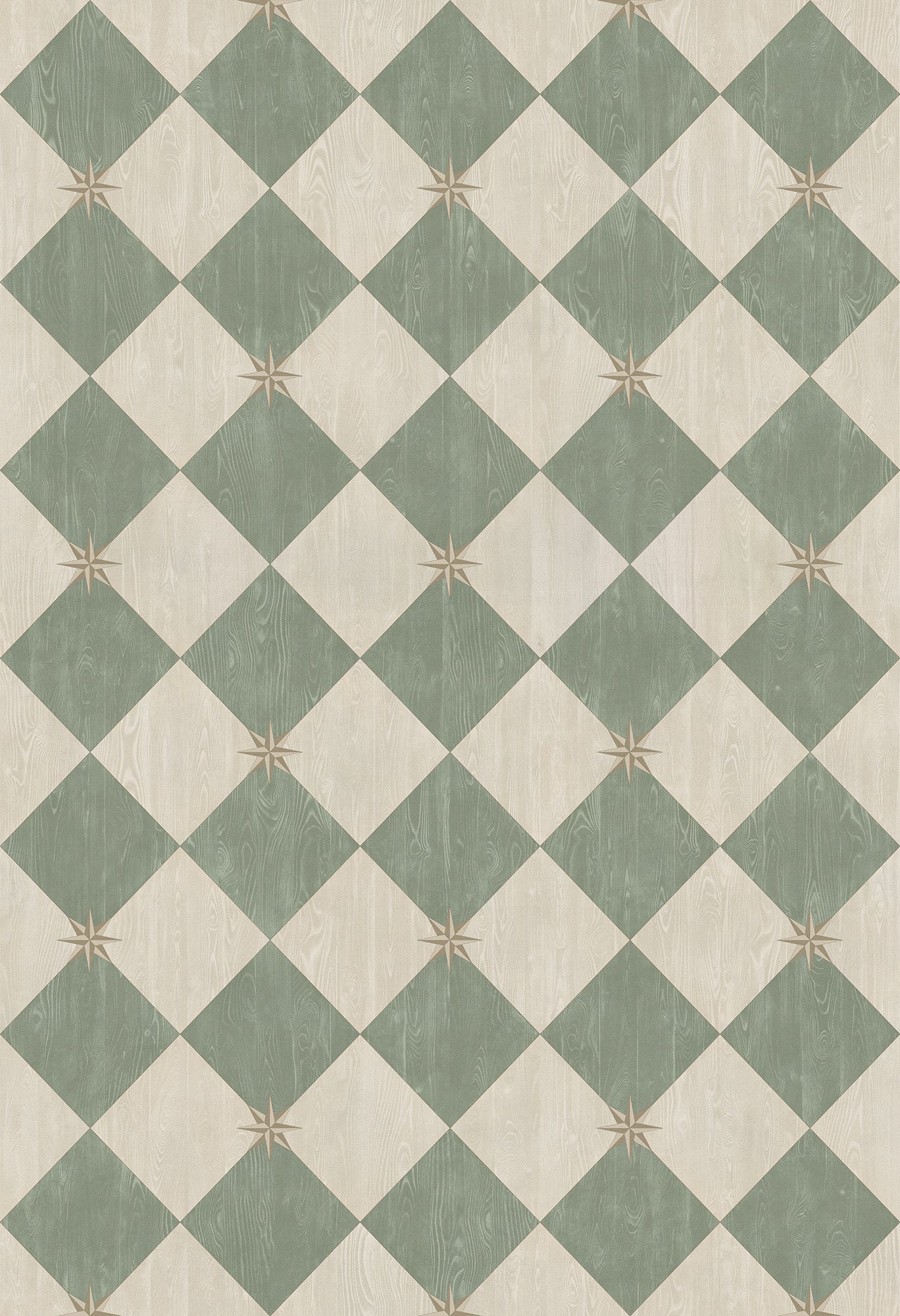 Vintage Vinyl Rug - Compass Diamond - Garden Arbor