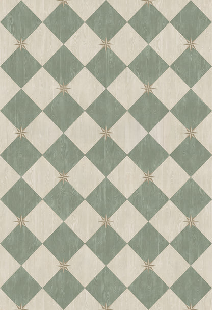 Vintage Vinyl Rug - Compass Diamond - Garden Arbor