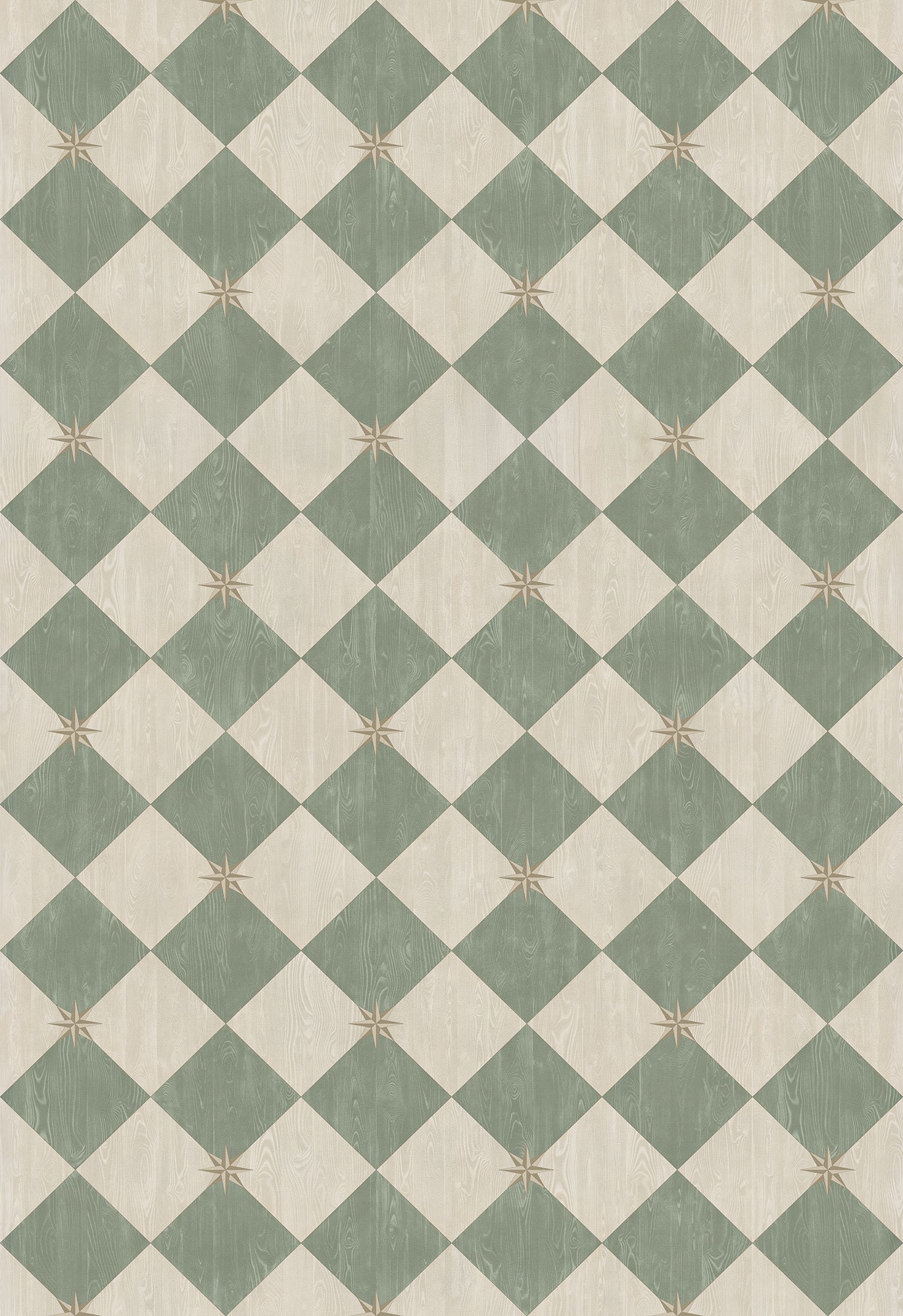 Vintage Vinyl Rug - Compass Diamond - Garden Arbor