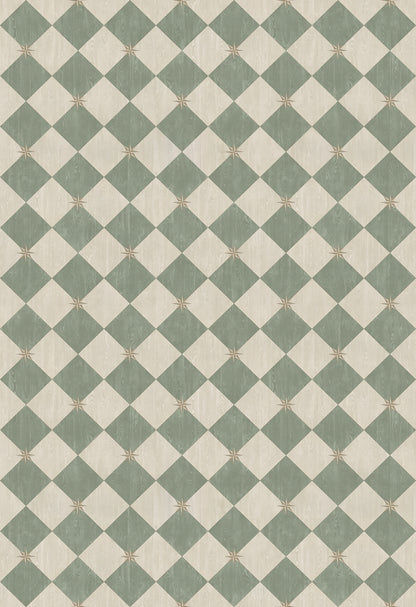 Vintage Vinyl Rug - Compass Diamond - Garden Arbor