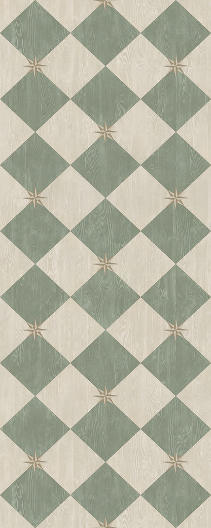 Vintage Vinyl Rug - Compass Diamond - Garden Arbor