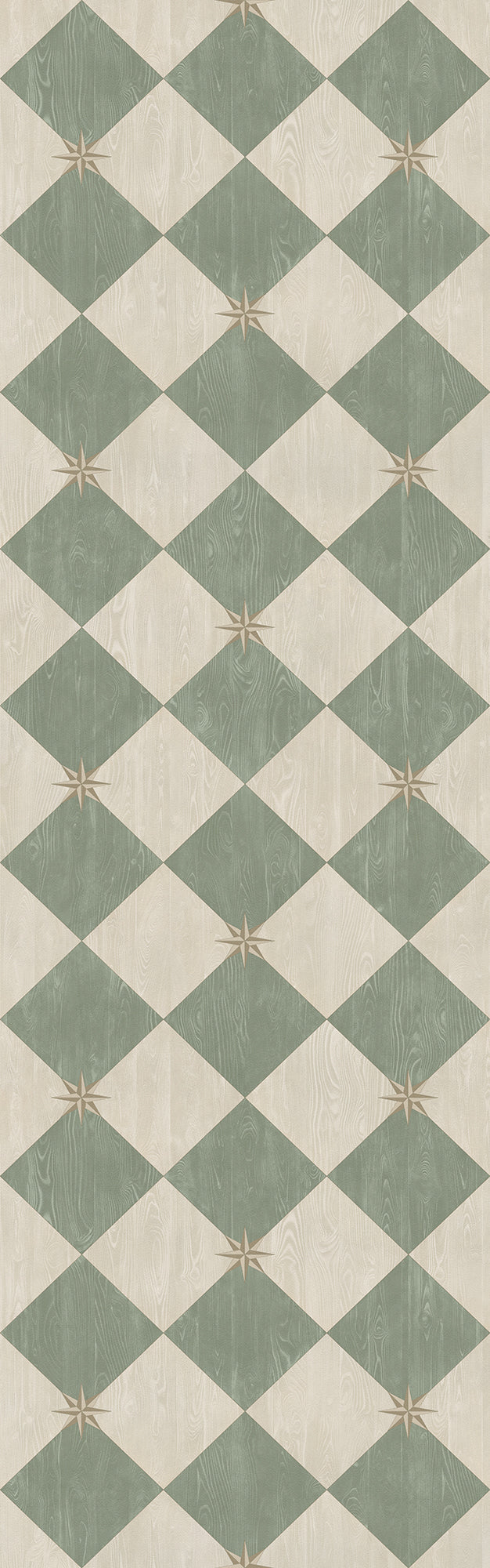 Vintage Vinyl Rug - Compass Diamond - Garden Arbor