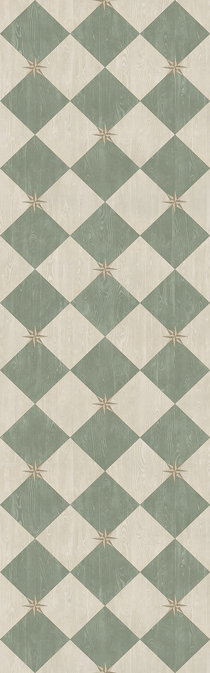 Vintage Vinyl Rug - Compass Diamond - Garden Arbor