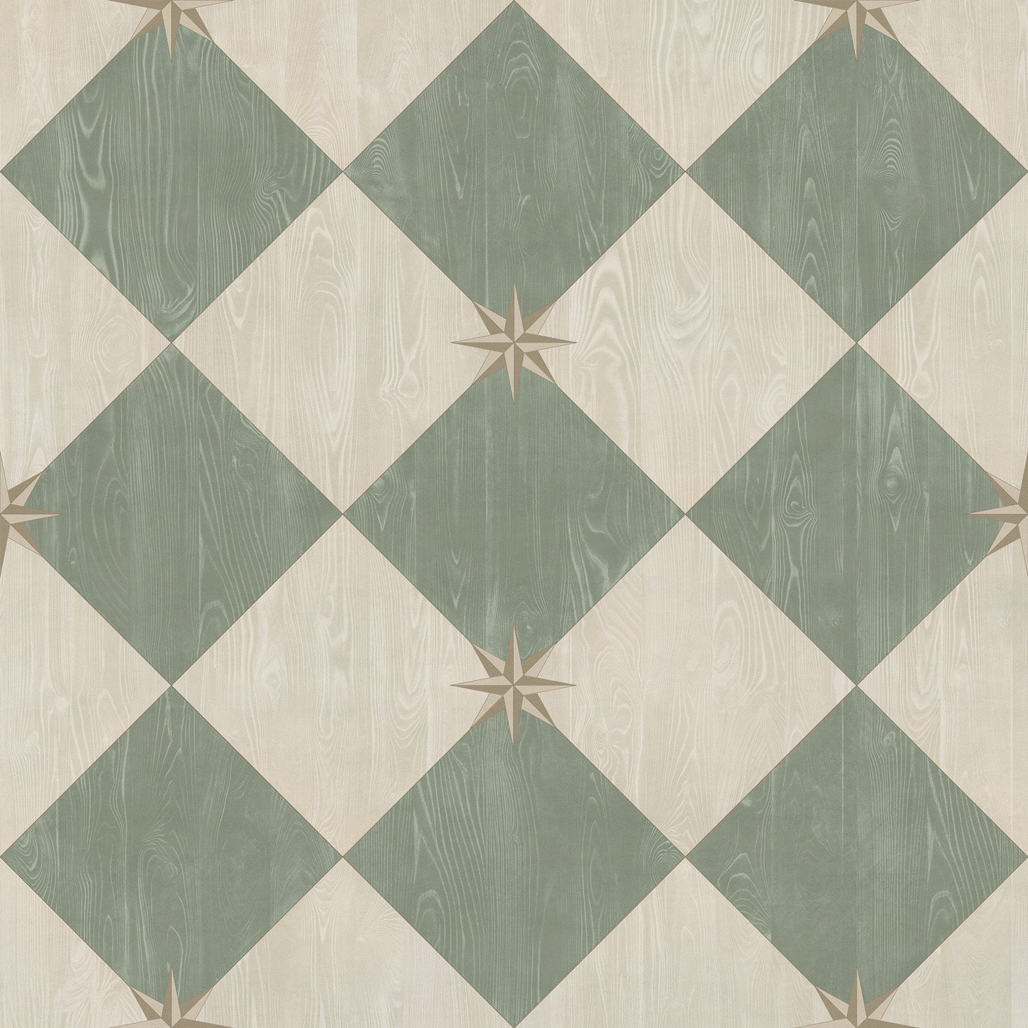 Vintage Vinyl Rug - Compass Diamond - Garden Arbor