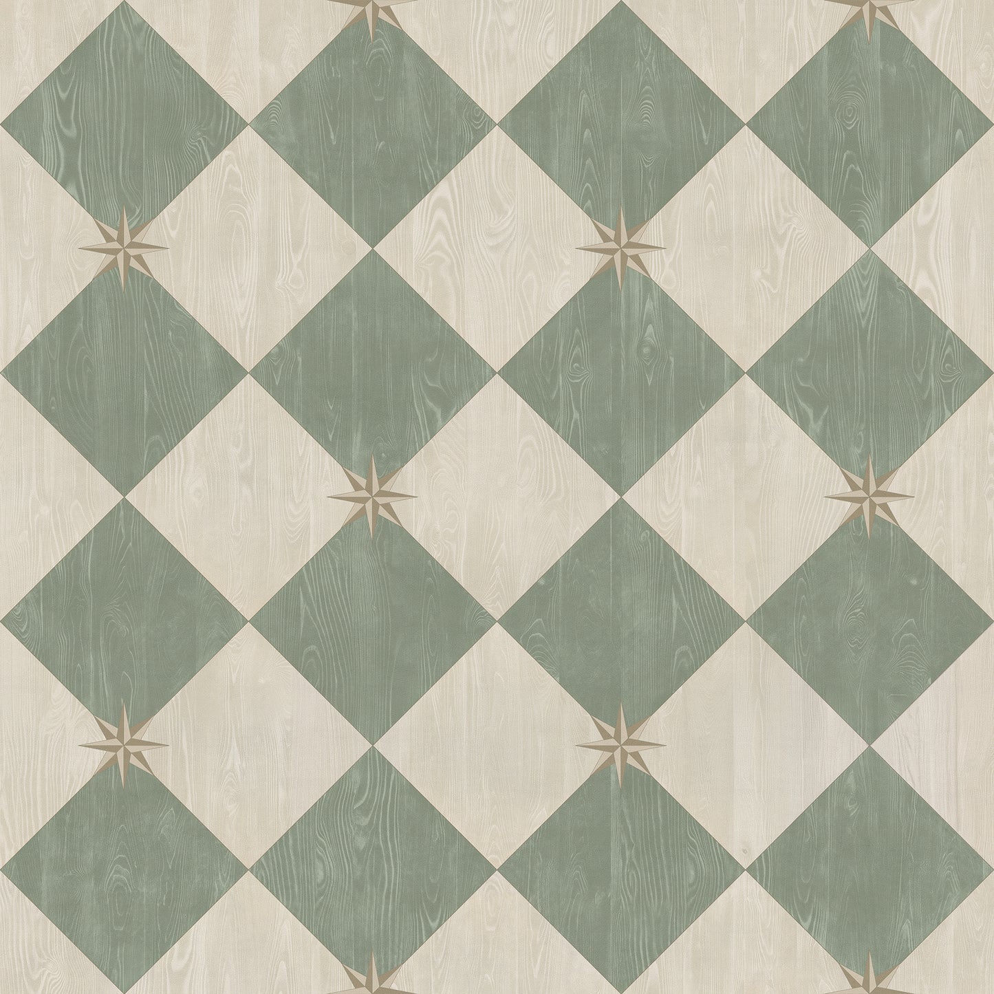 Vintage Vinyl Rug - Compass Diamond - Garden Arbor