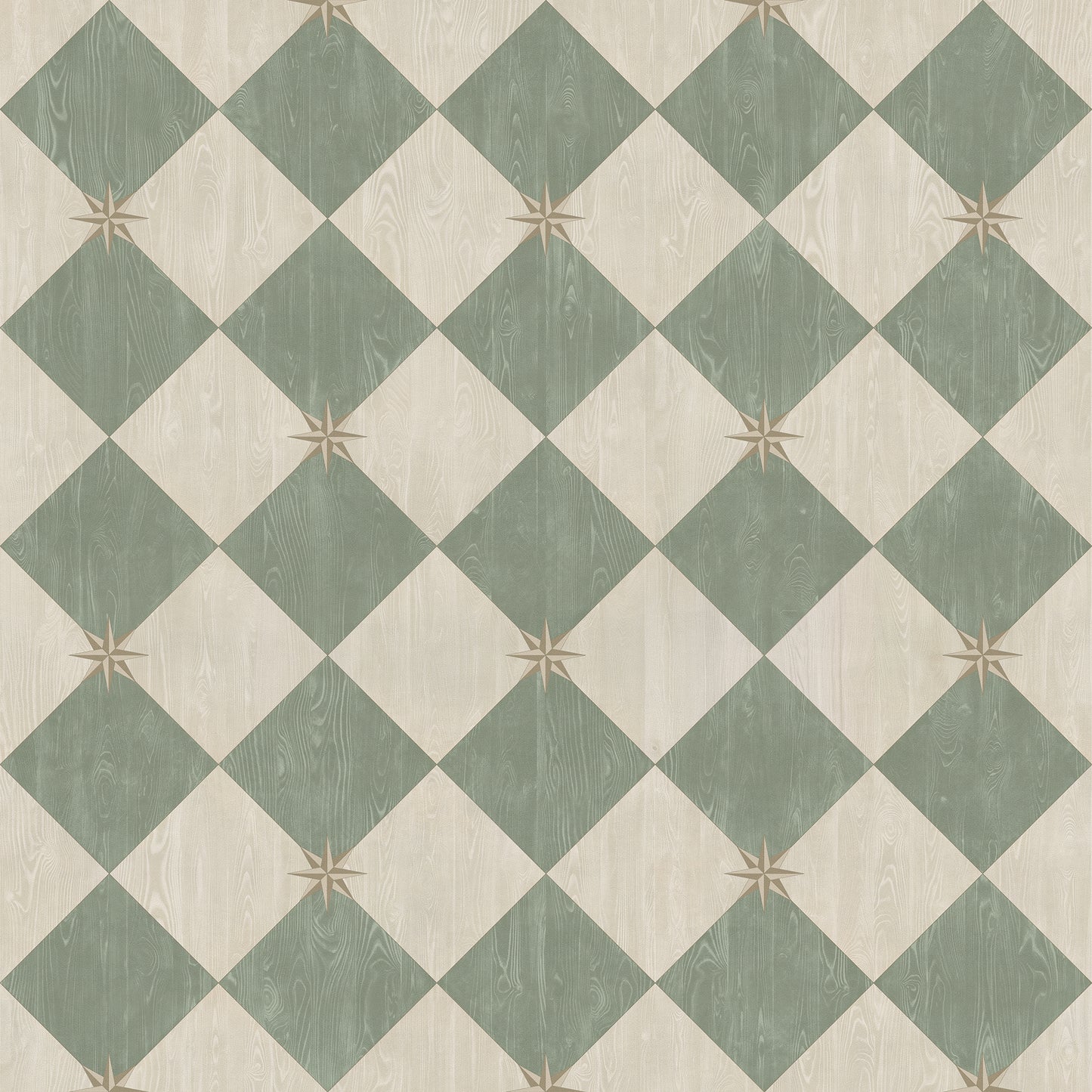 Vintage Vinyl Rug - Compass Diamond - Garden Arbor