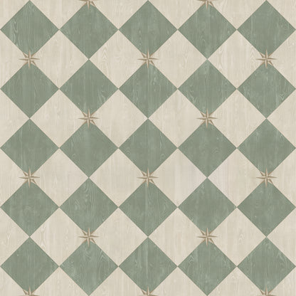Vintage Vinyl Rug - Compass Diamond - Garden Arbor