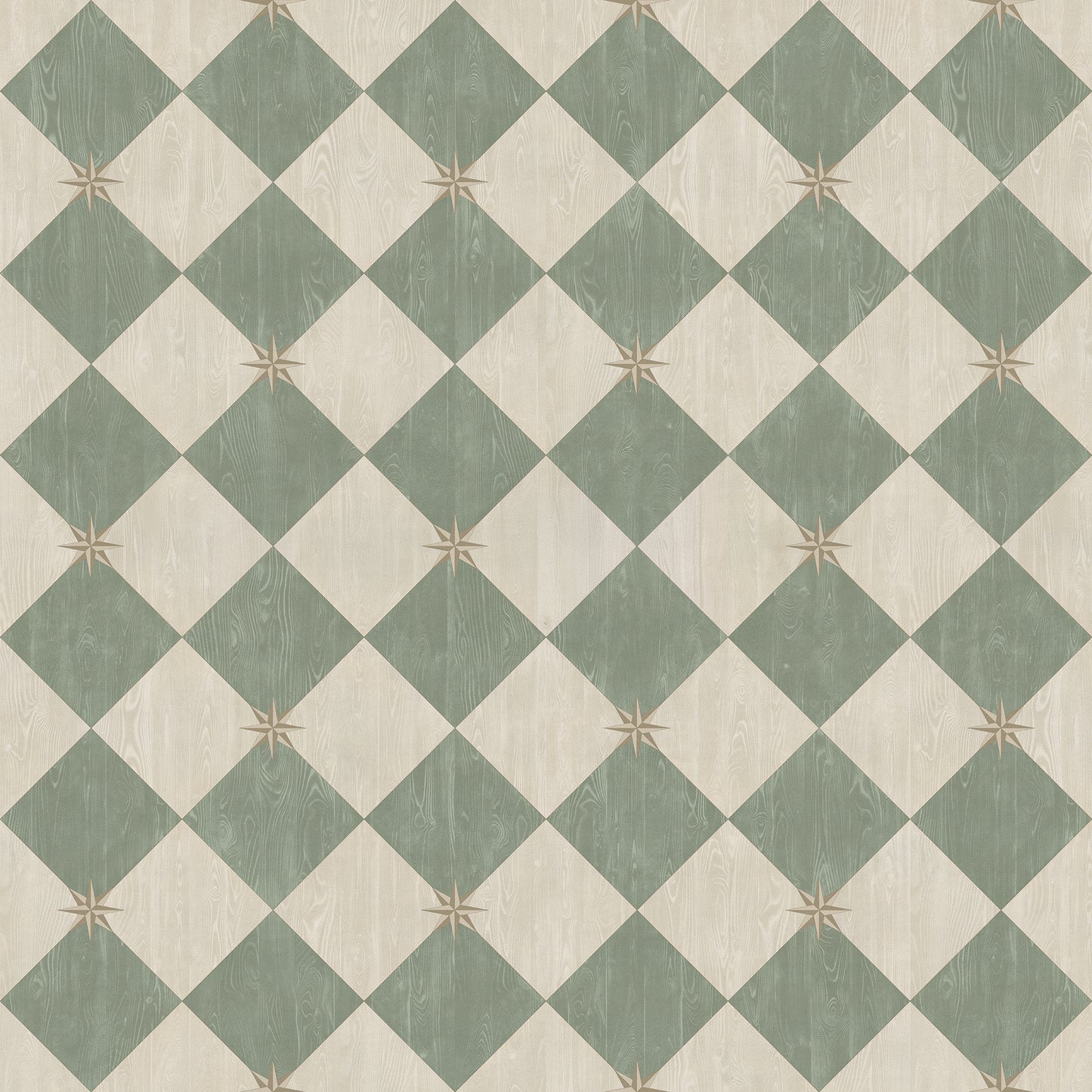 Vintage Vinyl Rug - Compass Diamond - Garden Arbor