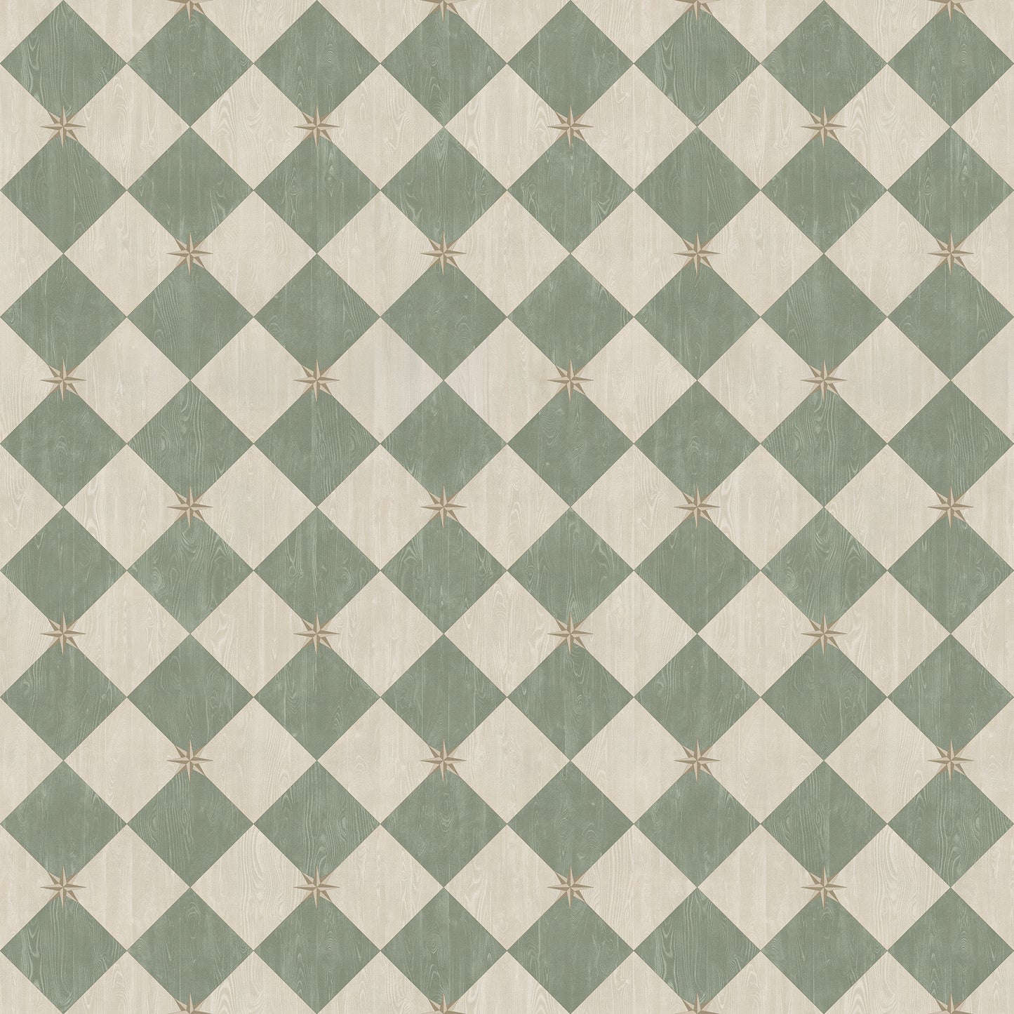 Vintage Vinyl Rug - Compass Diamond - Garden Arbor