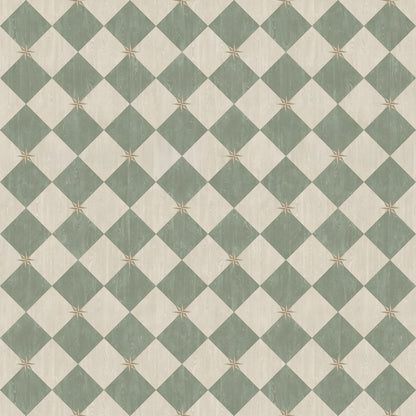Vintage Vinyl Rug - Compass Diamond - Garden Arbor
