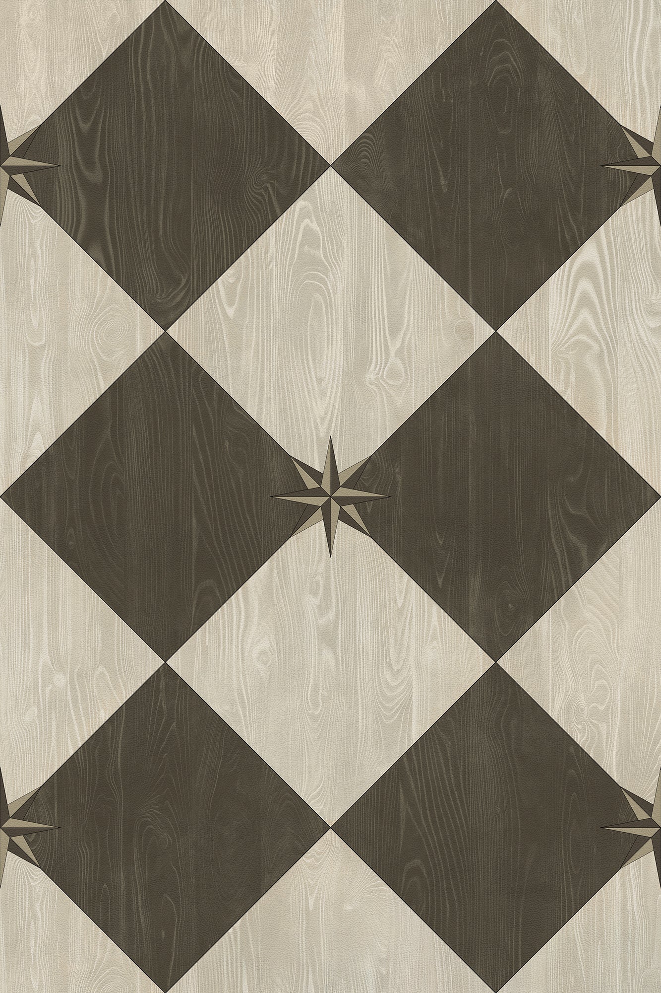 Vintage Vinyl Rug - Compass Diamond - Garden Allée