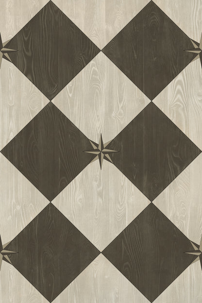 Vintage Vinyl Rug - Compass Diamond - Garden Allée