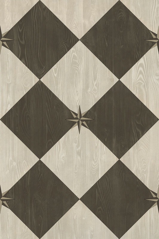 Vintage Vinyl Rug - Compass Diamond - Garden Allée